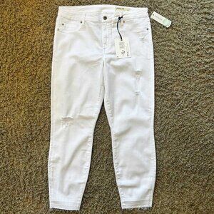 NWT PISTOLA Jackie Distressed Released Hem Skinny Jeans in White Women's Size 33